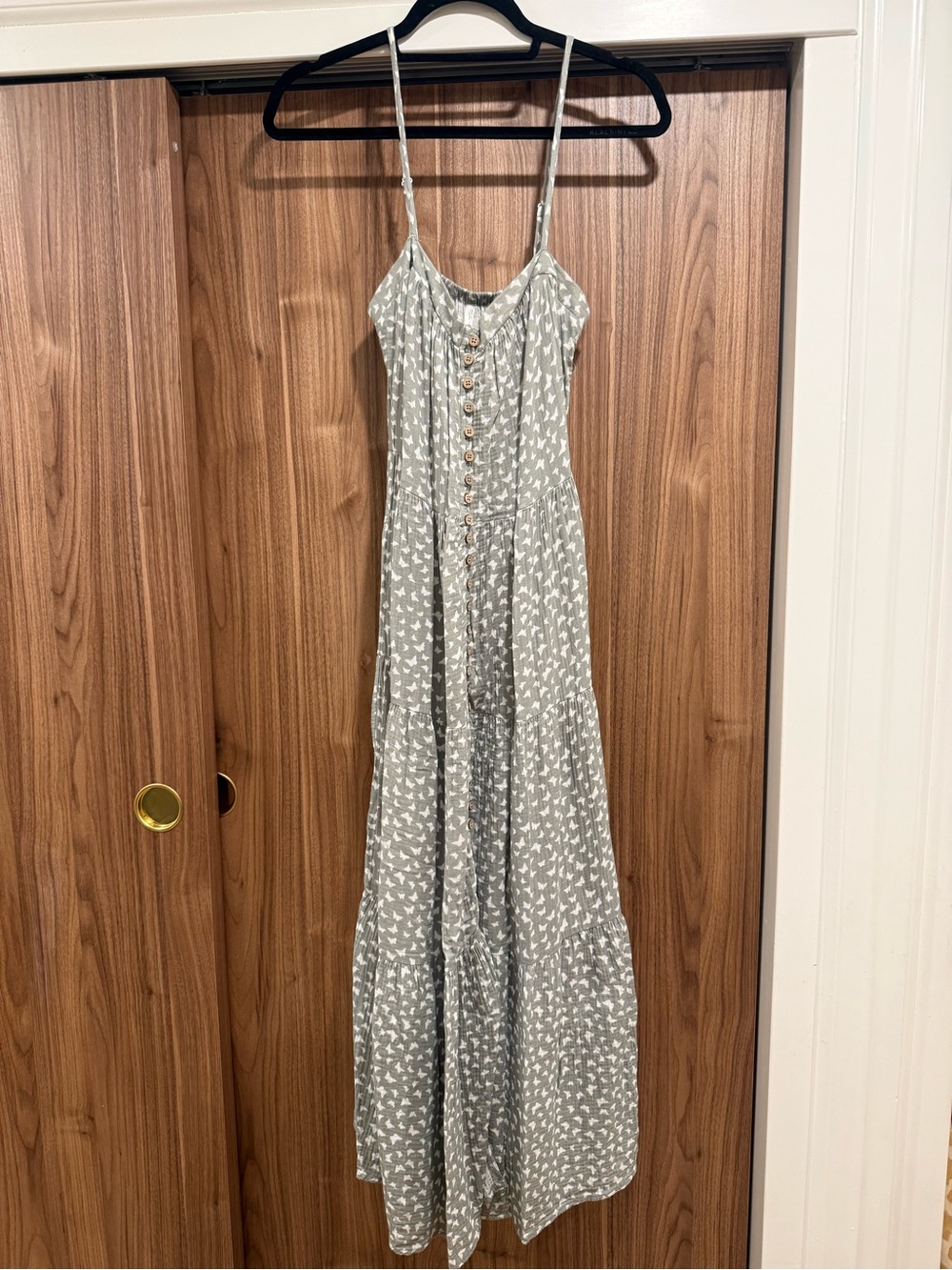 Rylee + Cru Dusty Olive Green Floral Button-Front Maxi Dress M